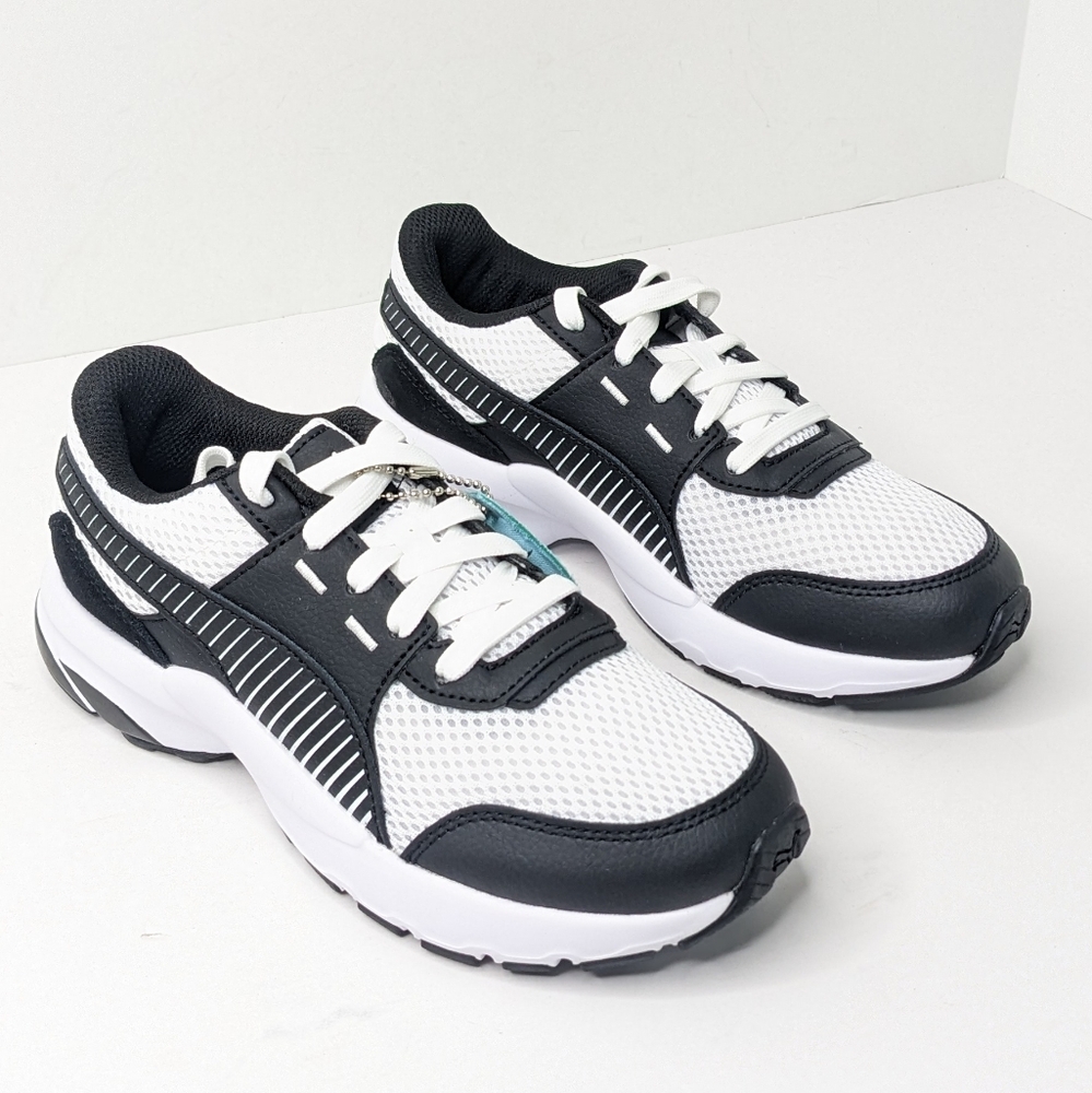 Puma Future Runner Premium Sneakers, White/Black, Big Kids 4 M